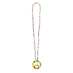 Kralenketting - Hippie ketting met Peace teken - Multicolor