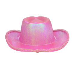 Alternative view of Cowboyhoed roze met witte LED verlichting - Holografisch - 58 cm