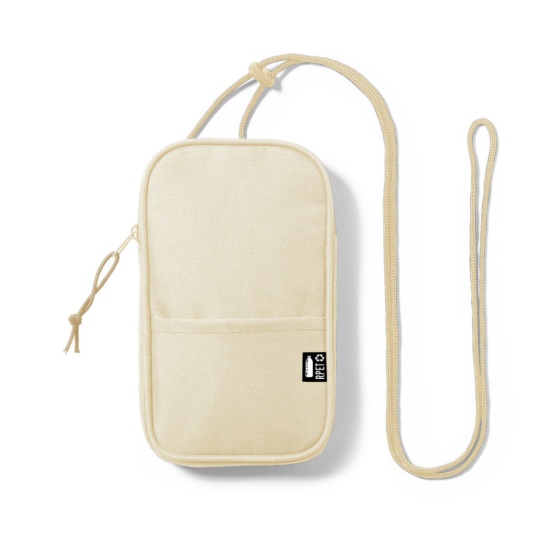 RPET Telefoontasje – Verstelbare Schouderriem & Ritssluiting – Beige