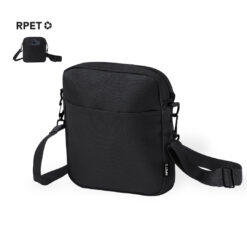 Schoudertas van RPET polyester – Compacte crossbody tas met verstelbare band - Zwart