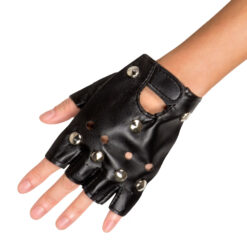 Alternative view of Vingerloze biker handschoenen - Leerlook - Zwart