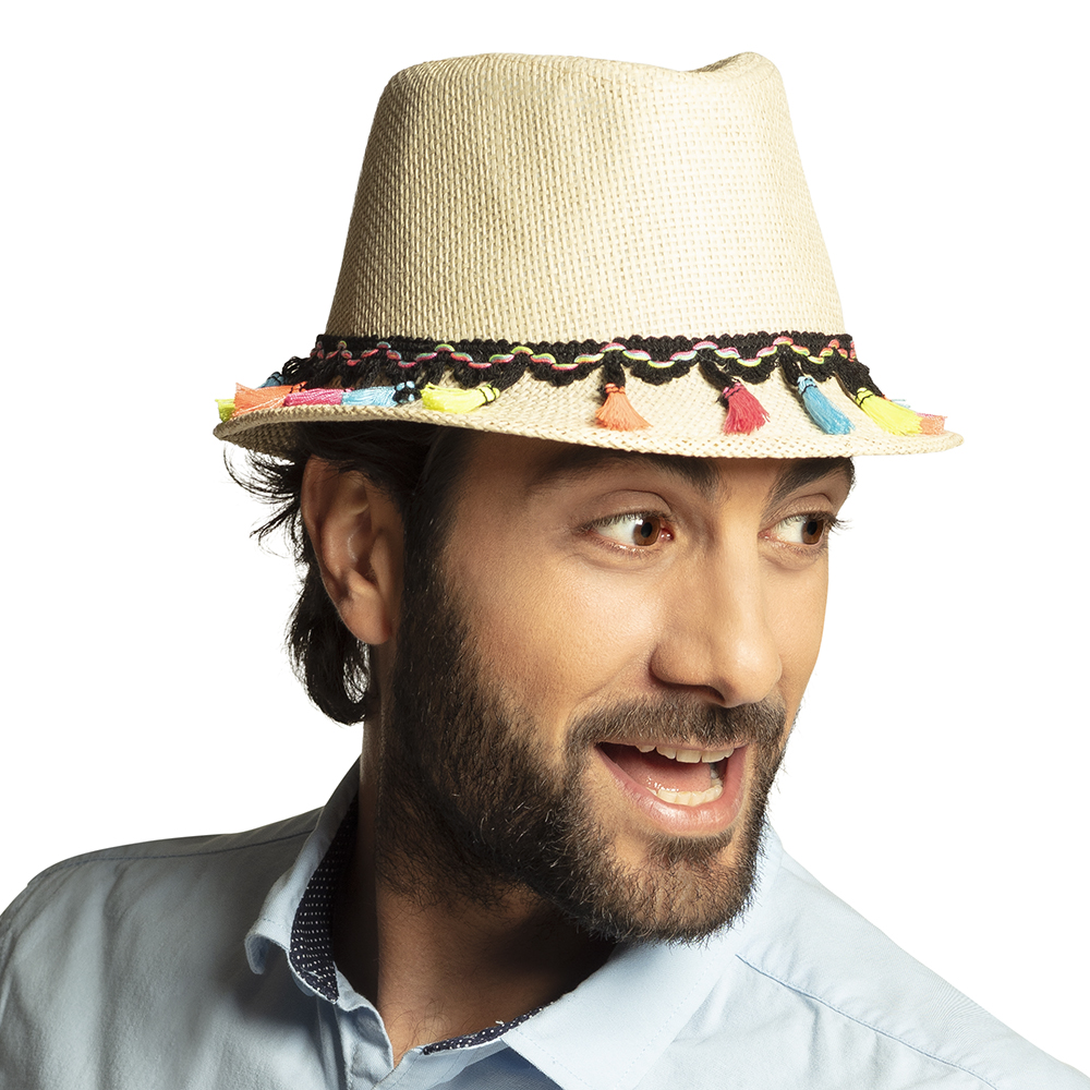 Beechfield one size zonnehoed met zwarte band - Naturel - Afbeelding 3