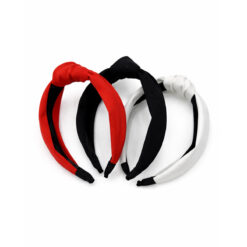 Alternative view of Haarbanden met knoop - Stoffen dames diadeem - Zwart, Wit, Rood - Set 3 stuks