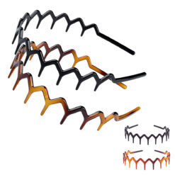 Zigzag haarband set – Anti slip sport haarband – Unisex – Zwart & bruin – 2 Stuks