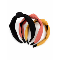 Alternative view of Haarbanden met knoop - Stoffen dames diadeem - Zwart, Roze, Oaker - Set 3 stuks
