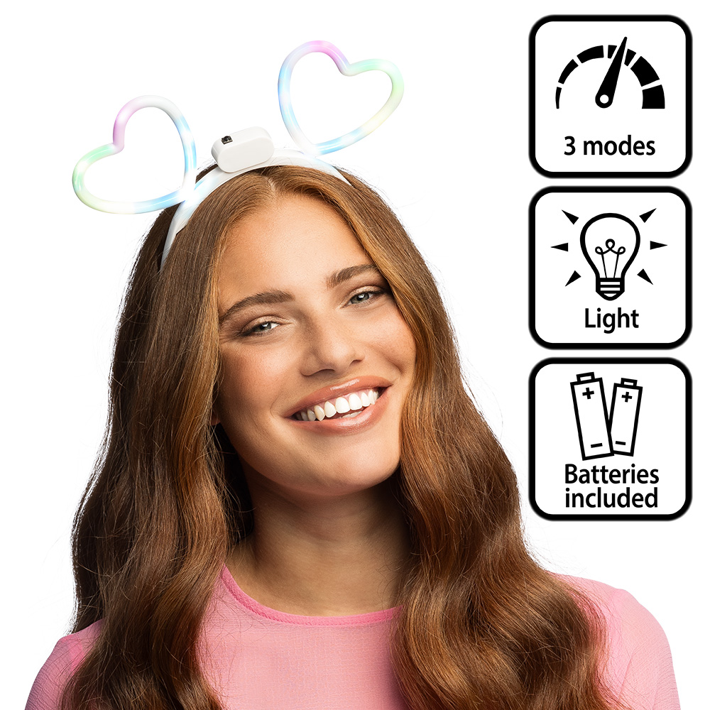 LED diadeem - Hartjes haarband - Wit - Afbeelding 3