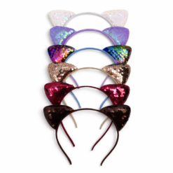 Alternative view of Kinder diadeem set met kattenoortjes - Glitter pailletten haarbanden - 6 stuks