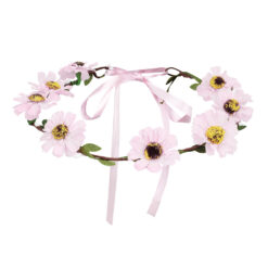 Bloemen hoofdband - Bloemenkrans met lintsluiting - Roze