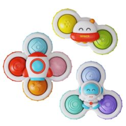 2-in-1 Fidget spinner en pop it - Met zuignap - Space - 3 stuks