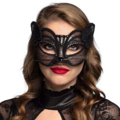 Alternative view of Kattenmasker kant - Dierenmasker met lintsluiting - Zwart