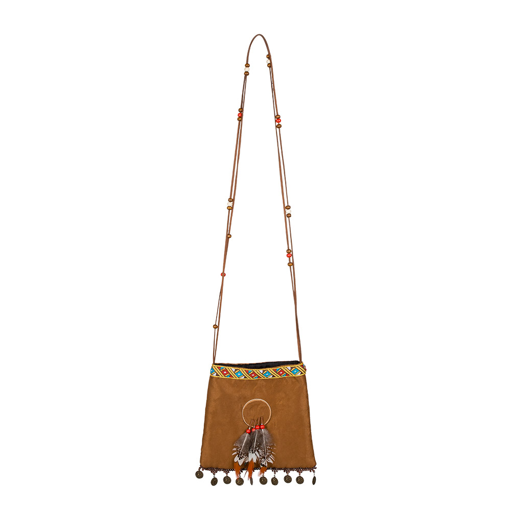 Schoudertasje suède look - Festival tasje boho - Bruin
