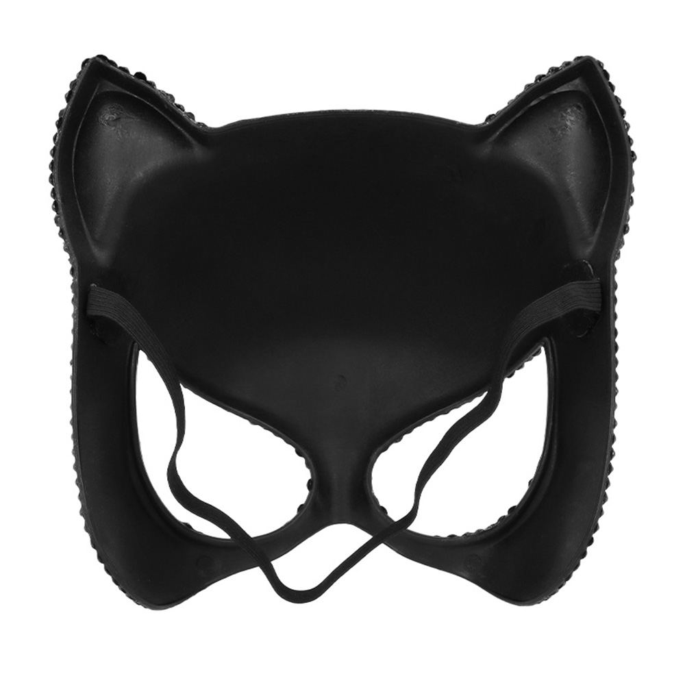 Luxe kattenmasker met strass - Dierenmasker met elastieken sluiting - Zwart - Afbeelding 2