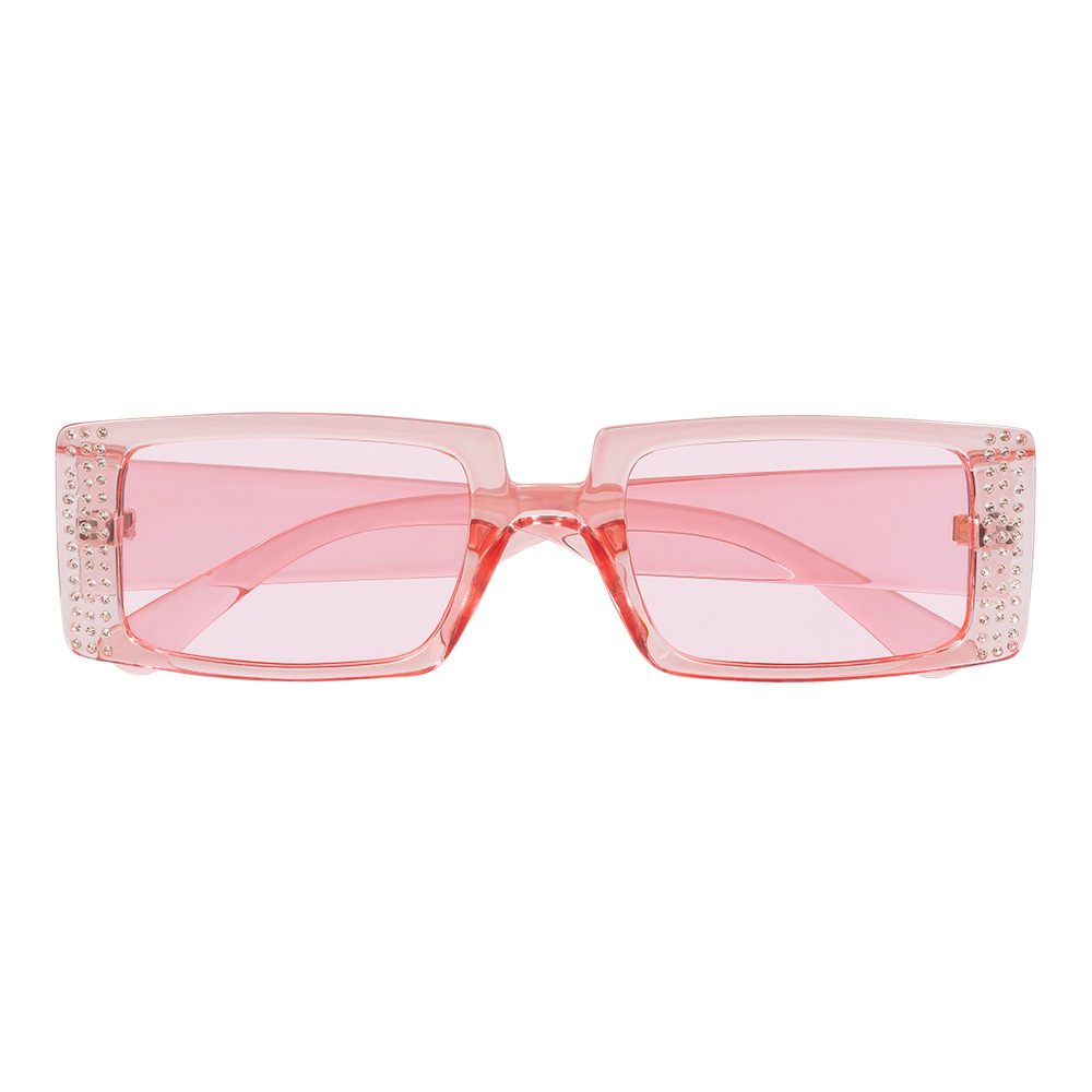 Partybril roze - Rechthoekige bril met roze glazen