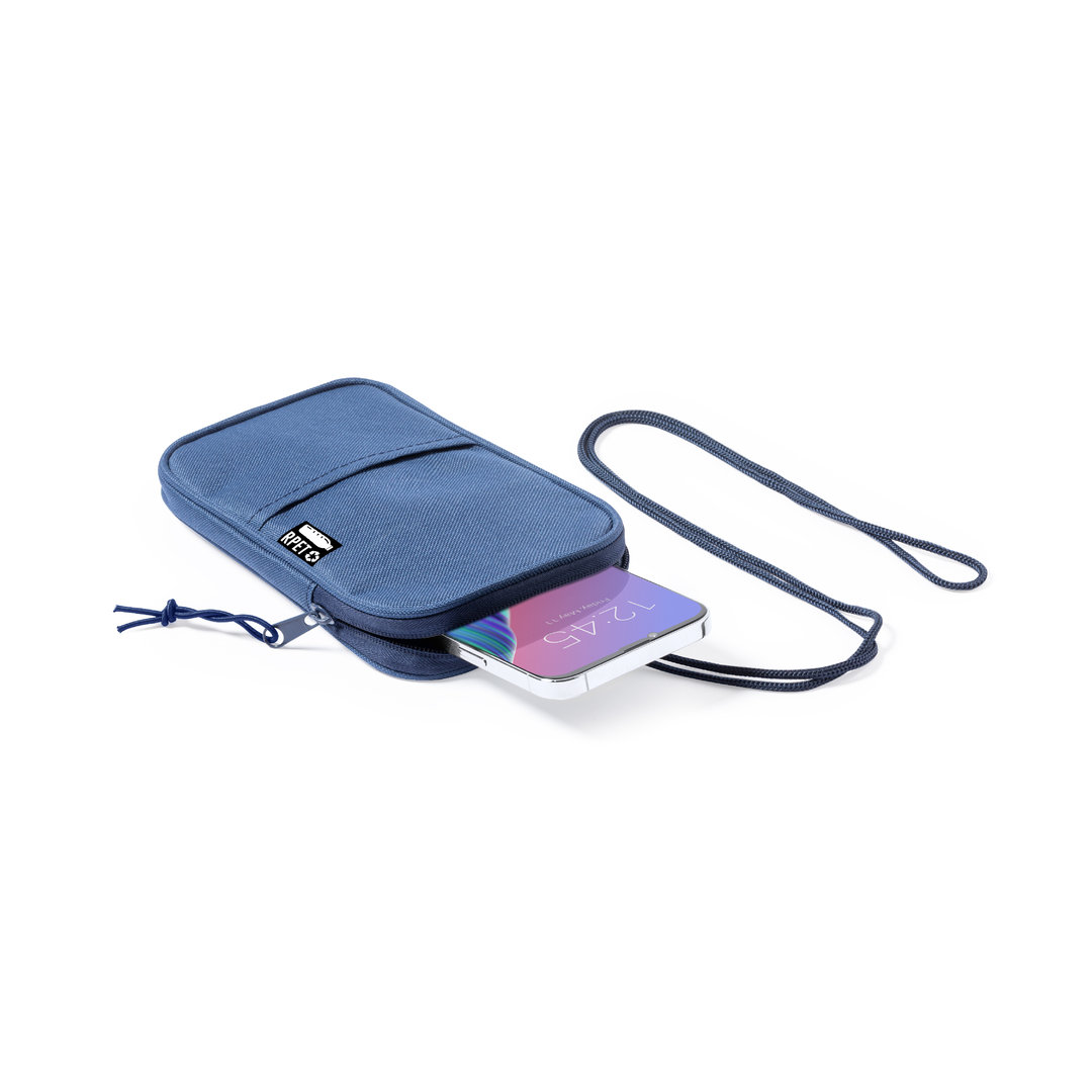 RPET Telefoontasje – Verstelbare Schouderriem & Ritssluiting – Blauw - Afbeelding 2