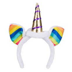 Unicorn haarband - Rainbow eenhoorn diadeem - Met gouden hoorn en regenboogoren - Pluche