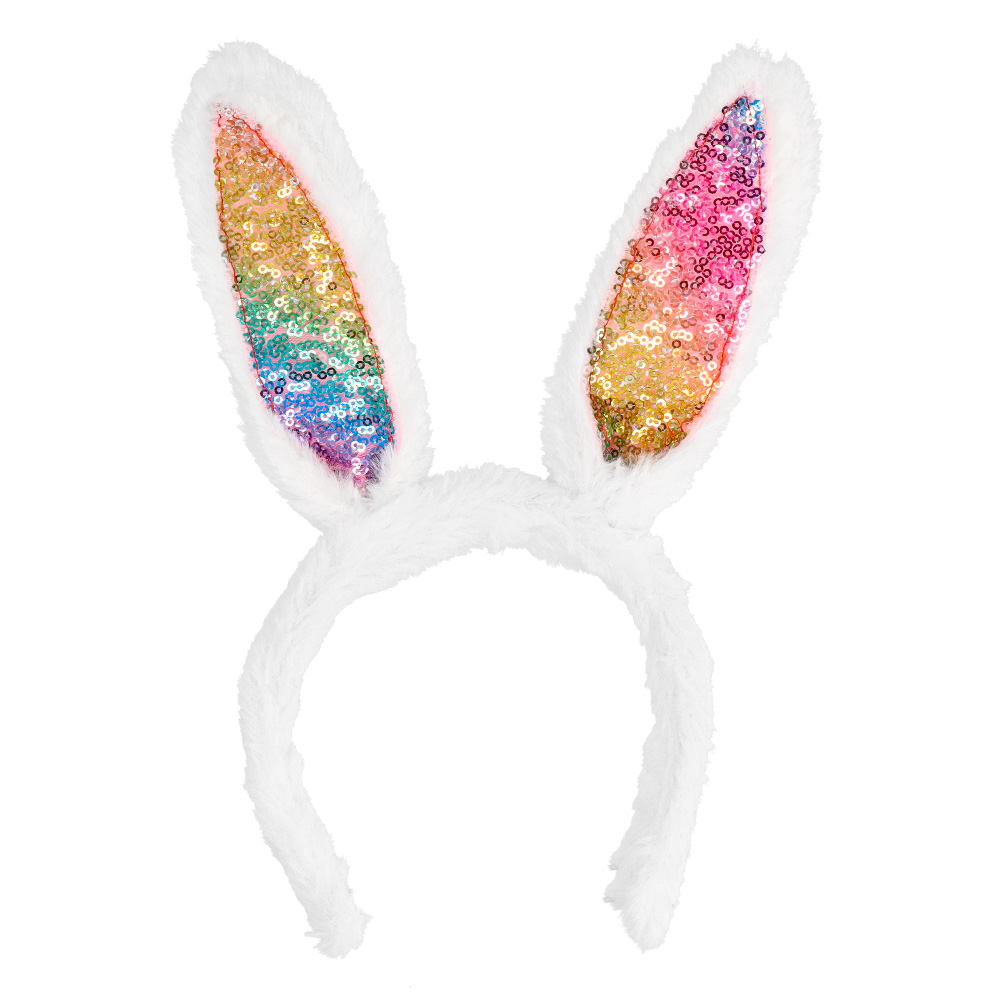 Diadeem konijnenoren - Bunny oortjes met pailletten - Regenboog