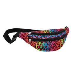 Heuptasje luipaardprint regenboog - UV blacklight fanny pack met 2 vakken