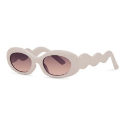 Beige retro festival zonnebril met smoke glazen