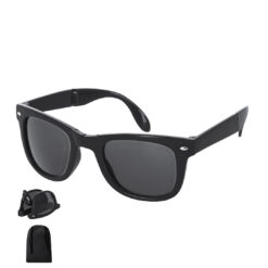 Opvouwbare classic zonnebril met UV400 bescherming en brillenzakje - Zwart