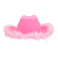 Alternative view of Cowboyhoed roze met witte LED verlichting - Met kroontje - 57 cm