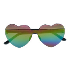 Partybril regenboog - Hartjesbril met gespiegelde multicolor glazen