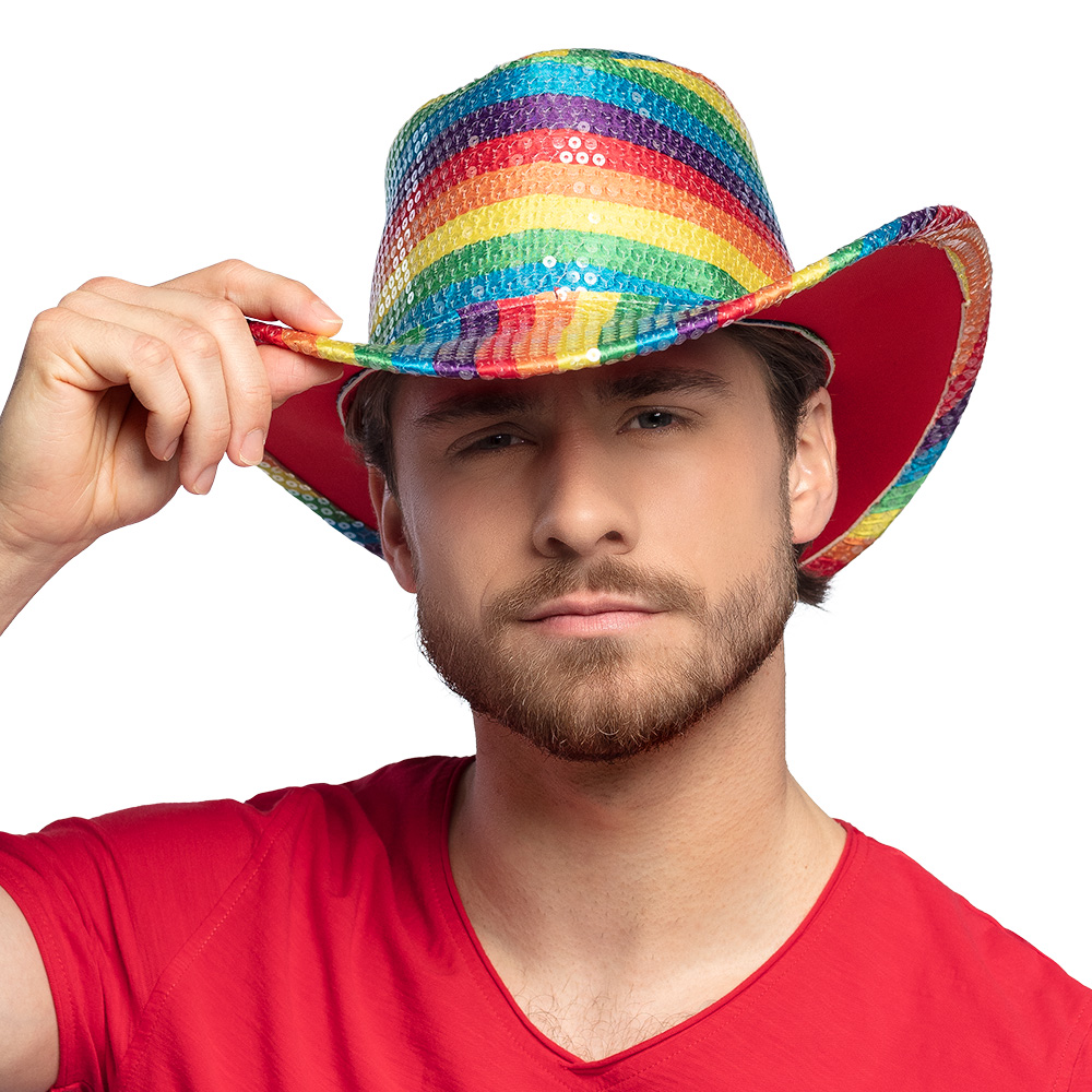 Cowboyhoed Pride - Hoed met pailletten - Regenboog - 59 cm - Afbeelding 4
