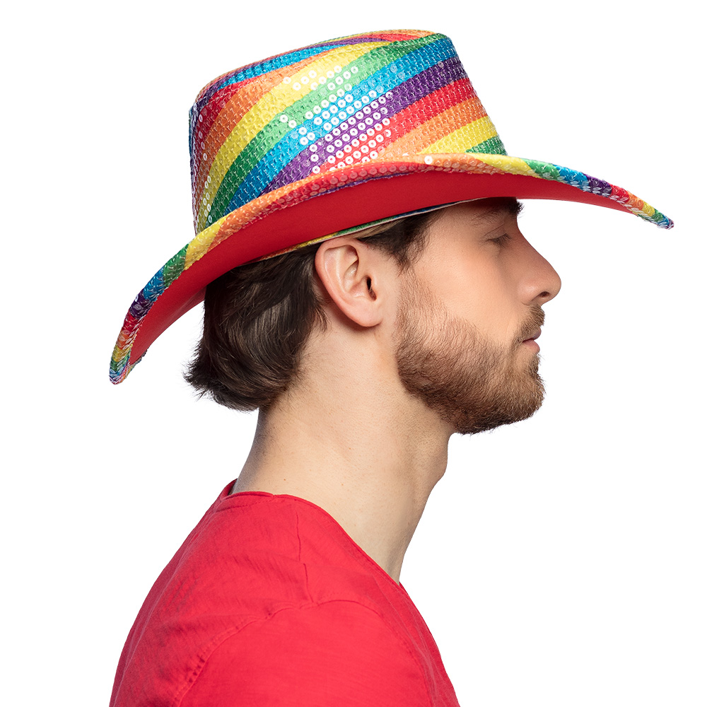 Cowboyhoed Pride - Hoed met pailletten - Regenboog - 59 cm - Afbeelding 5