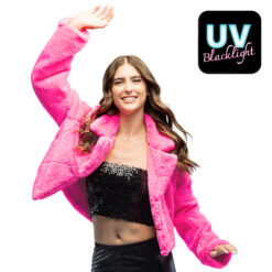 Alternative view of Fluffy jasje neon roze - Festivaljasje UV blacklight - Maat M/L