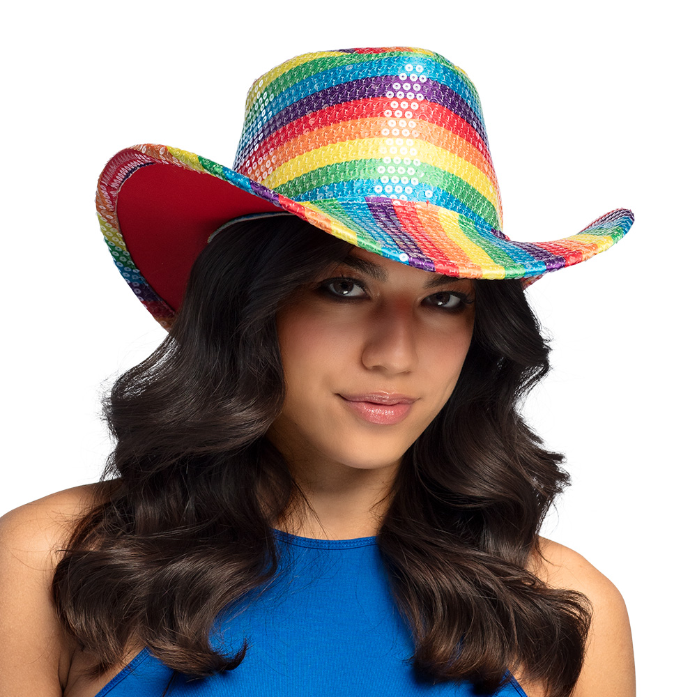 Cowboyhoed Pride - Hoed met pailletten - Regenboog - 59 cm - Afbeelding 3