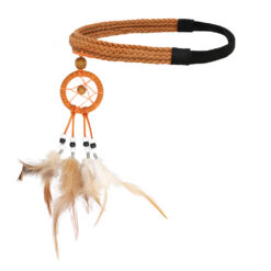 Alternative view of Hippie hoofdband - Gevlochten dreamcatcher haarband met veren - Bruin/oranje