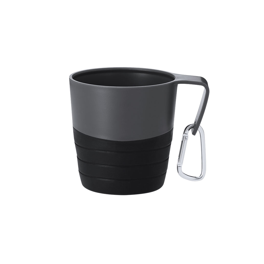 Opvouwbare Mok 340 ml met Karabijnhaak - Zwart