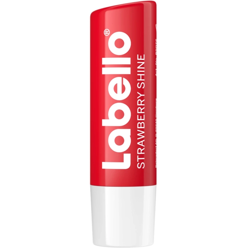 Labello Strawberry Shine lippenbalsem met aardbeiengeur en rode glans - Afbeelding 2