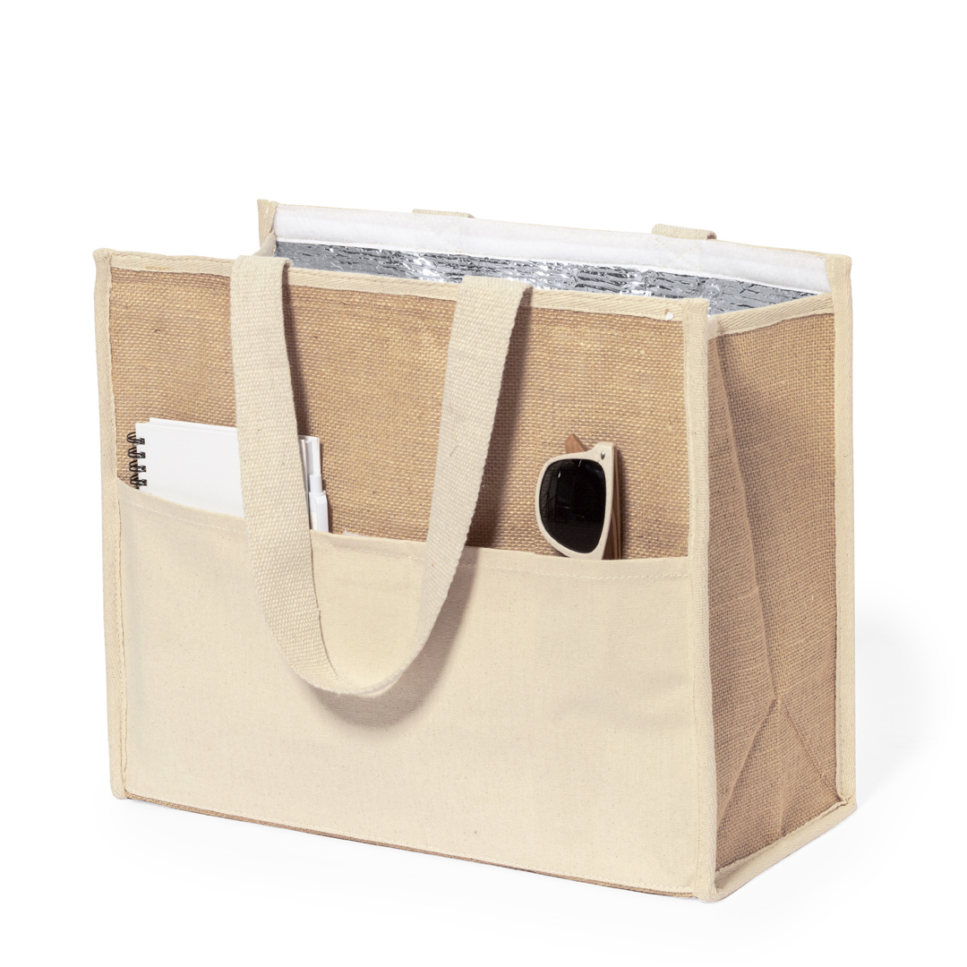 Koeltas katoen/jute met voorvak - 43 x 34 cm - Beige