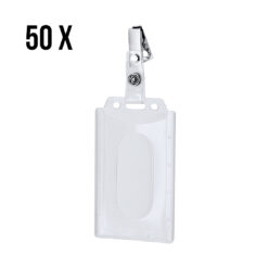50 stuks - Badgehouder met transparante kaarthouder - Verticaal - 10,1 x 5,7 cm