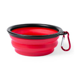 Alternative view of Opvouwbare voer- en drinkbak met karabijnhaak - Geschikt voor honden en katten - Rood