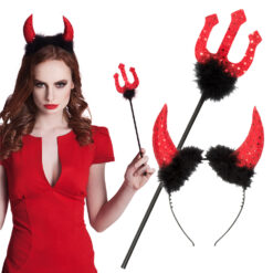 Accessoire set - Duivel - Diadeem en drietand - 2-delig - Rood