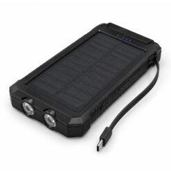 Sanyano solar powerbank - Met zaklamp en kompas - Draadloos opladen - 30000 mAh - 20W - Zwart