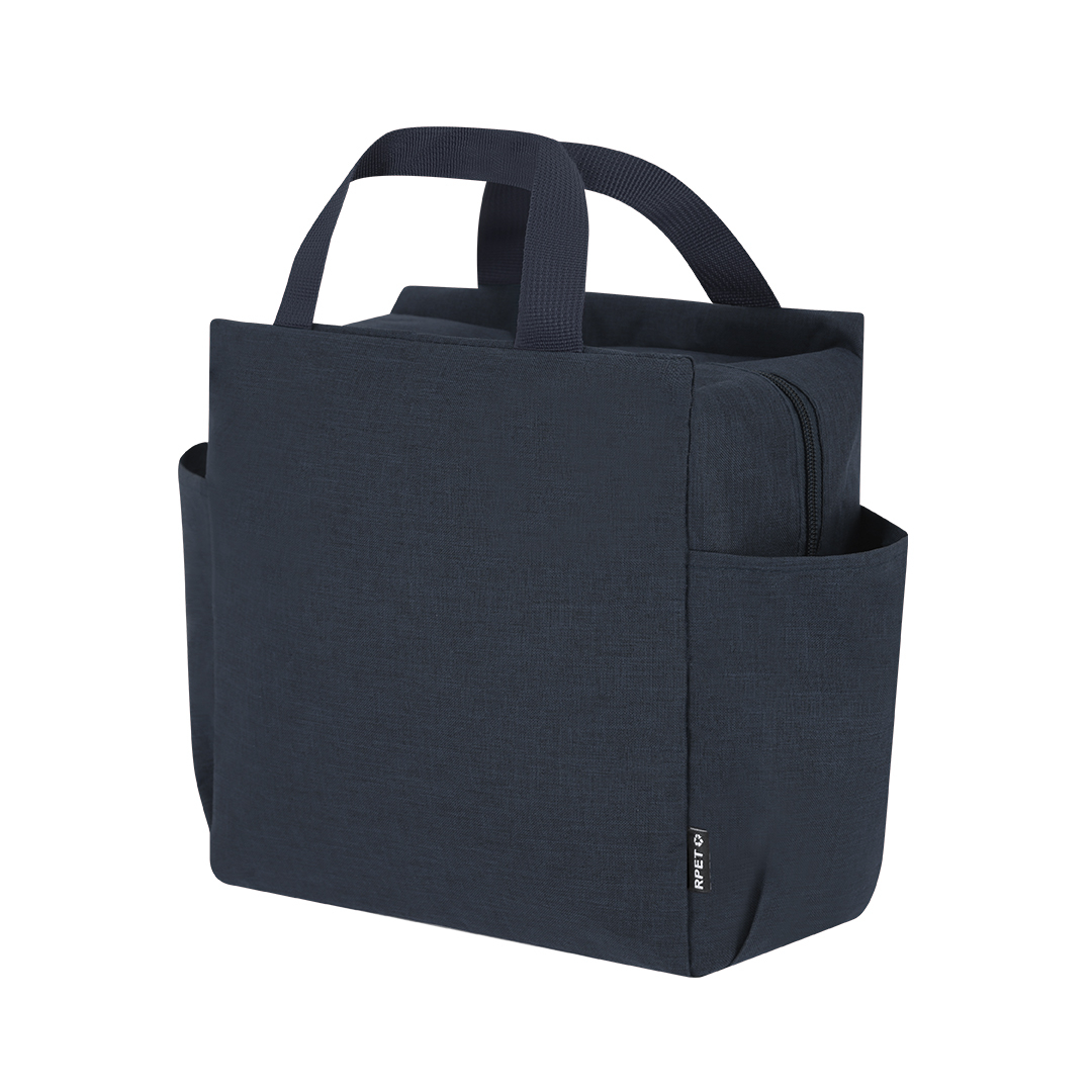 Koeltas RPET polyester met zijvakken - 25 x 25 cm - 8 liter - Donkerblauw - Afbeelding 3