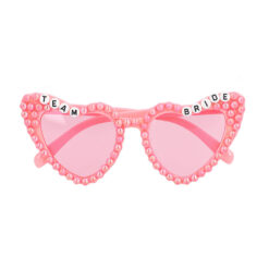 Partybril team bride - Hartjesbril met roze glazen - Met pareltjes - 3 stuks