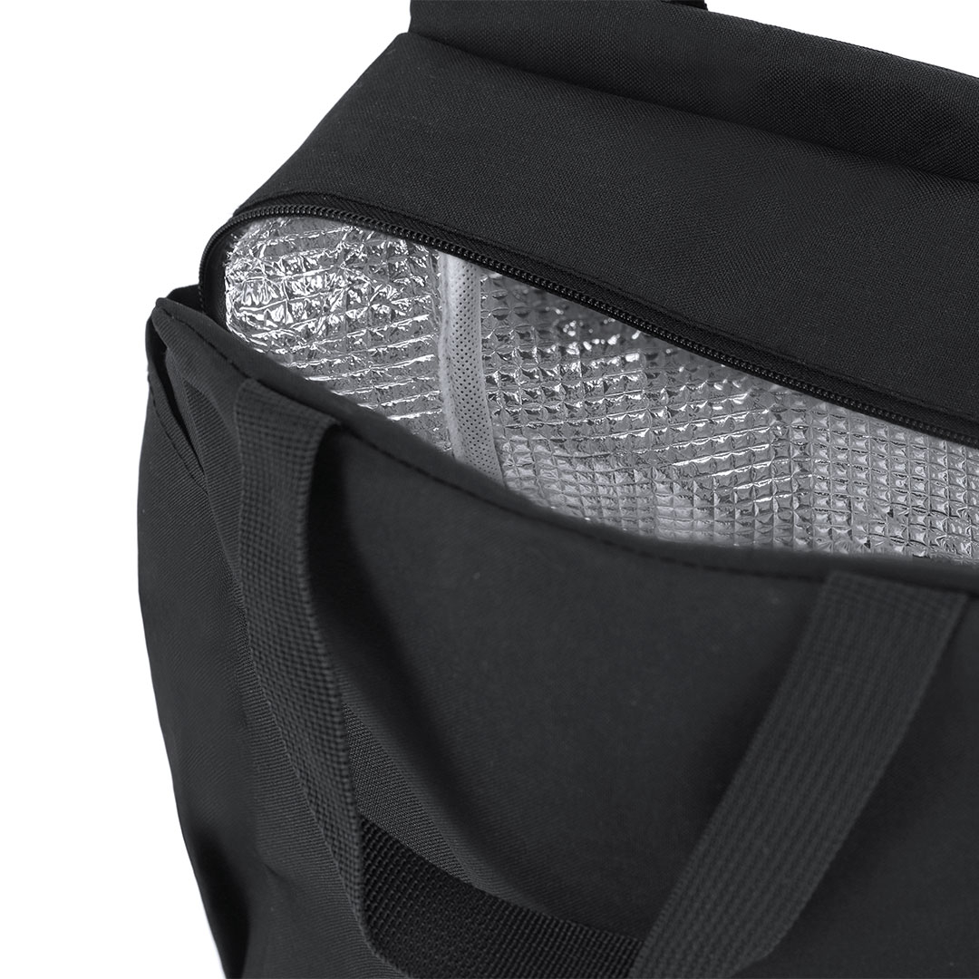Koeltas RPET polyester met zijvakken - 25 x 25 cm - 8 liter - Donkerblauw - Afbeelding 4