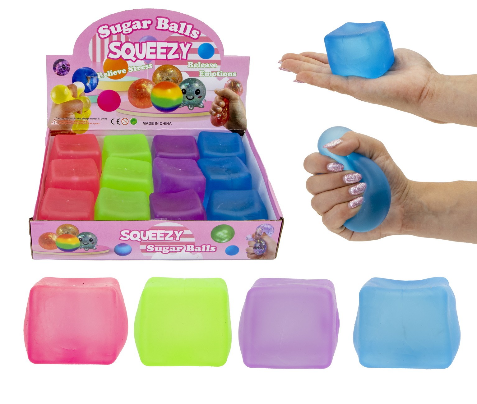 Squishy Cube – Zachte Stressbal Fidget Toy – Slow Rising - Kleuren assortiment