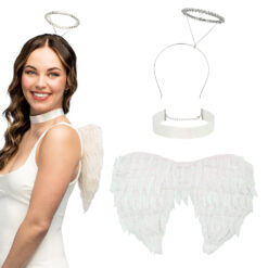 Accessoire set - Engel - Diadeem, vleugels en choker - 3-delig - Wit