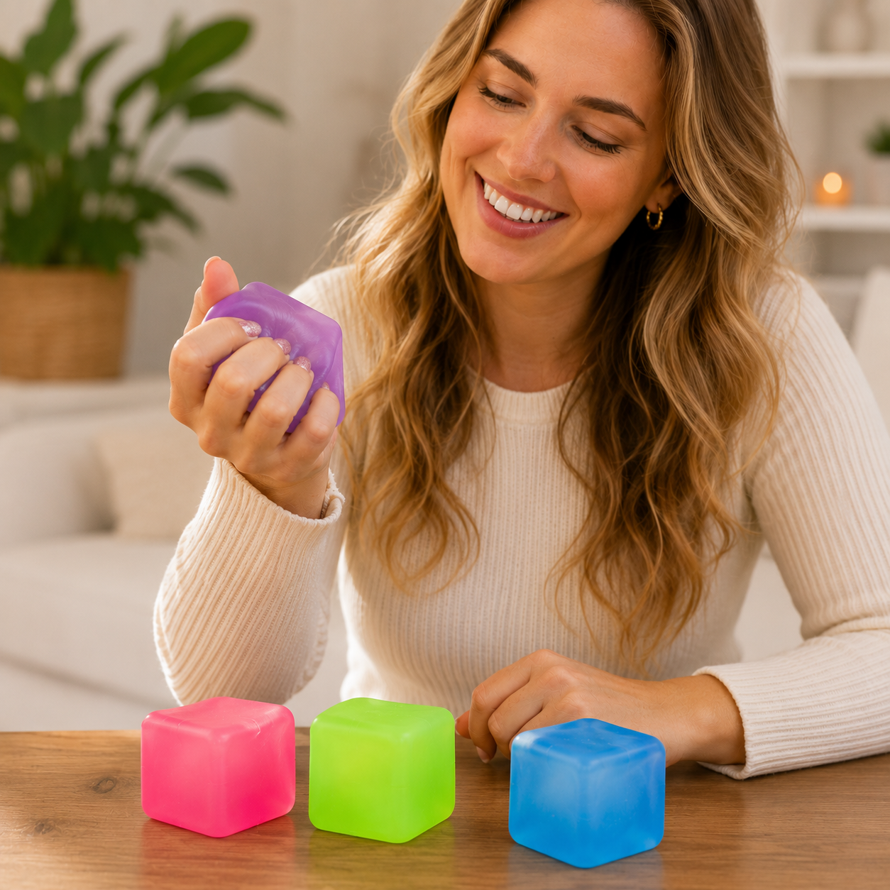 Squishy Cube – Zachte Stressbal Fidget Toy – Slow Rising - Kleuren assortiment - Afbeelding 3