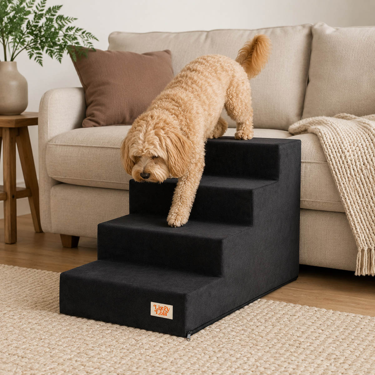 Lizzy & Lola - Hondentrap Stepzy - Black - 40 x 60 cm - Met 4 treden - Afbeelding 3