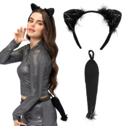 Accessoire set - Kat - Diadeem en staart - 2-delig