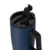 Thermosfles met rietje - Dubbelwandige drinkbeker met handgreep - Gerecycled RVS - 1,2 liter - Donkerblauw - Afbeelding 5