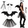 Accessoire set - Vleermuis - Diadeem, vleugels, toverstaf en tutu - 4-delig - Zwart