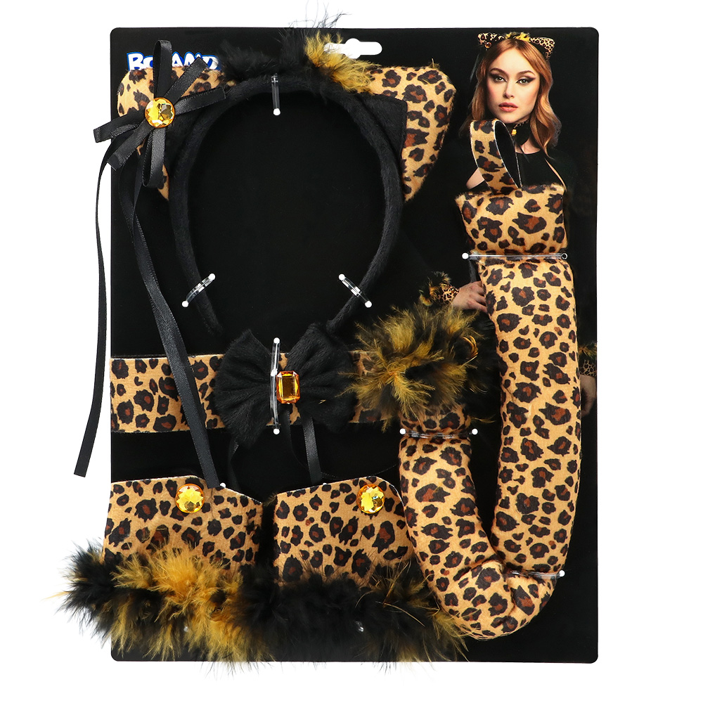 Accessoire set - Luipaard - Diadeem, staart, choker en armbanden - 5-delig - Afbeelding 9