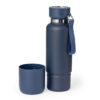 Thermosfles met drinkbeker - Inclusief draaglus en draagkoord met karabijnhaak - RVS - 500 ml - Donkerblauw - Afbeelding 3