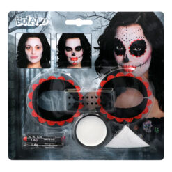 Schminkset day of the dead - Make-up kit met oogdecoratie en strass steentjes - Dia de los muertos schmink - 6-delig